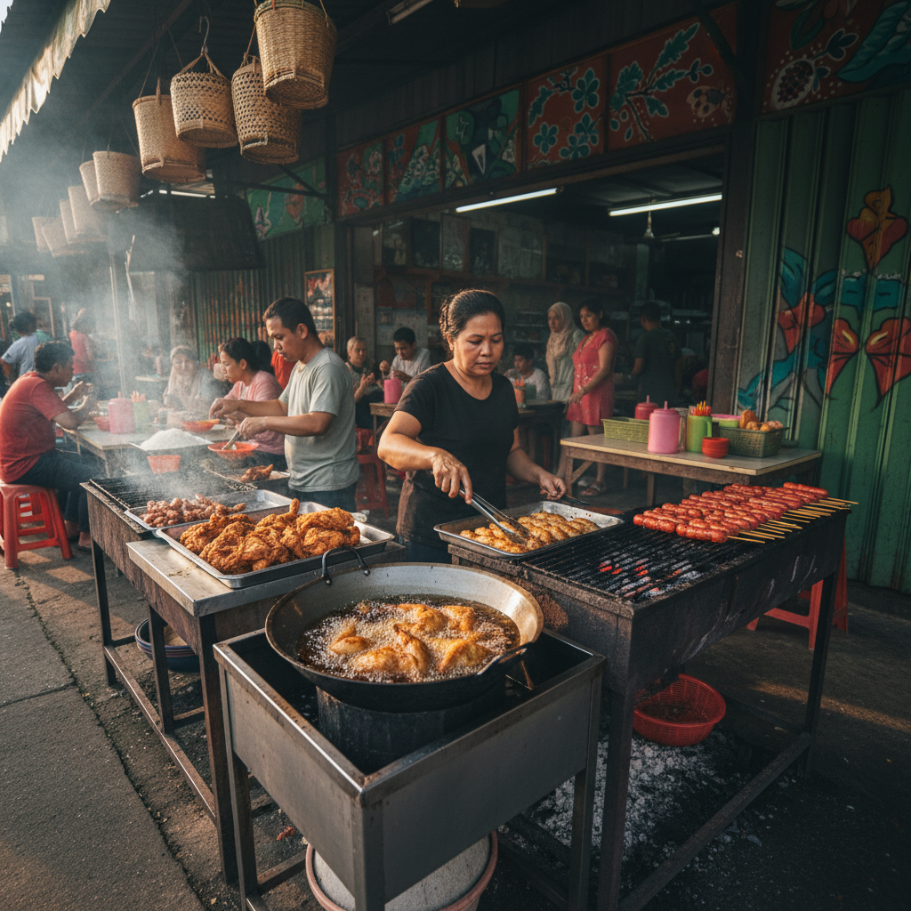 Lina Ayam Penyet Bakar & Sosej Goreng