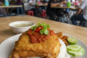 Nasi Ayam Penyet di Bukit Mertajam, Malaysia: Makanan Lezat yang Wajib Dicuba