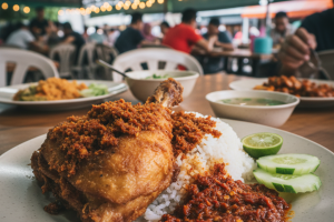 Nasi Ayam Penyet di Malacca City, Malaysia: Hidangan Berempah Yang Menggugah Selera