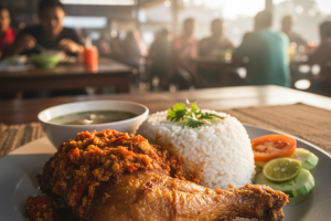 Nasi Ayam Penyet di Sandakan, Malaysia: Makanan Tradisional yang Menggugah Selera