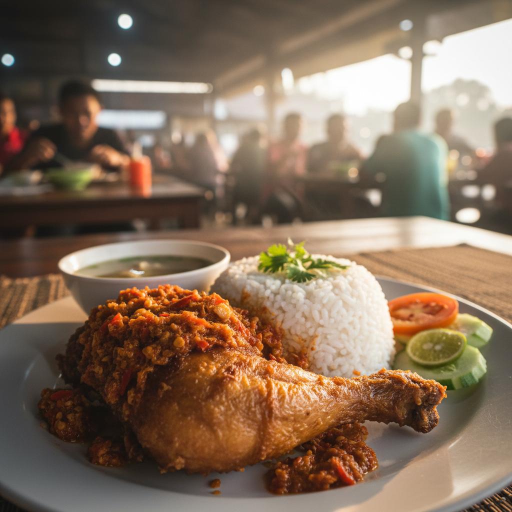 Nasi Ayam Penyet di Sandakan, Malaysia: Makanan Tradisional yang Menggugah Selera 1 Nasi Ayam Penyet Sandakan Sedap